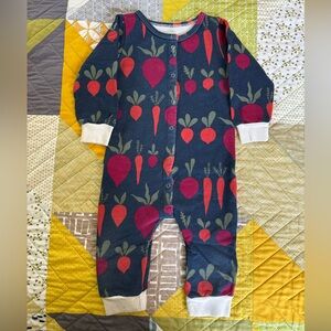 Veggie Print Romper with White Cuffs